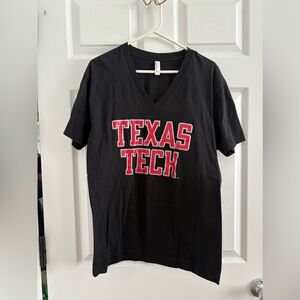 Size medium black V-Neck American apparel brand Texas Tech Tshirt in red glitter